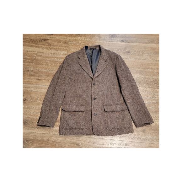 VTG Abercrombie & Fitch Harris Tweed Sport Coat Blazer Wool Men's Sz XL Brown - Picture 3 of 13